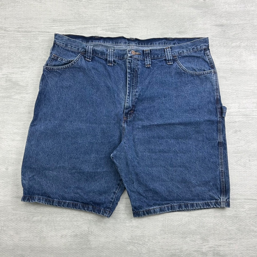 Vintage 90s Wrangler‎ Carpenter Shorts Size 43 Blue Medium Wash Denim Jean Jorts